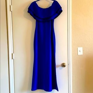 Blue Off the shoulder floor length gown